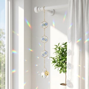 Personalized Pet Sun Catcher Wind Chime, Custom Pet Name & Icon, Rainbow Window Suncatcher Decor